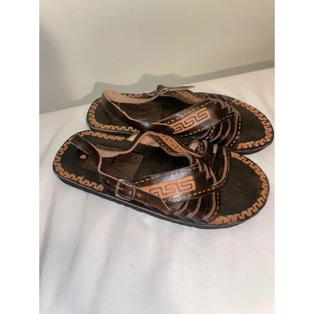 Don Porfirio Brown Leather Huarache Sandals Mexican Shoe size 4 see measurements
